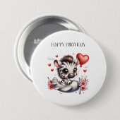 Zebra Pilot Geburtstag Button (Vorne & Hinten)