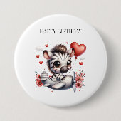 Zebra Pilot Geburtstag Button (Vorderseite)