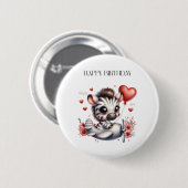 Zebra Pilot Geburtstag Button (Vorne & Hinten)