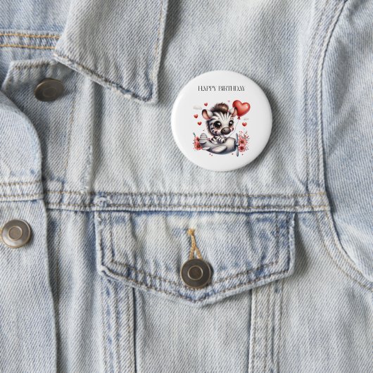 Zebra Pilot Geburtstag Button (Beispiel)