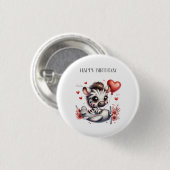 Zebra Pilot Geburtstag Button (Vorne & Hinten)