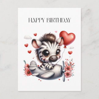 Zebra Pilot Geburtstag Einladungspostkarte