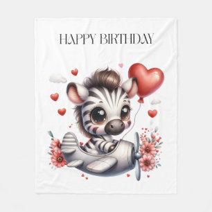 Zebra Pilot Geburtstag Fleecedecke