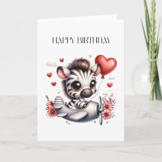 Zebra Pilot Geburtstag Karte (Vorderseite)