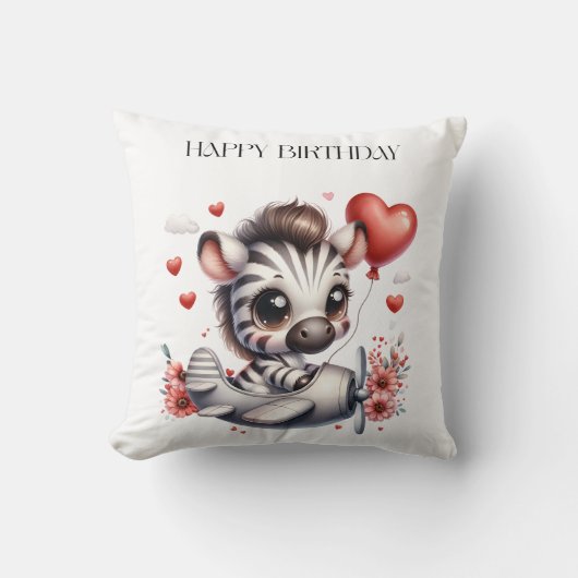 Zebra Pilot Geburtstag Kissen (Vorderseite)