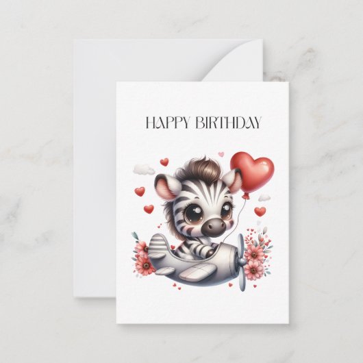 Zebra Pilot Geburtstag Mitteilungskarte (Vorderseite)