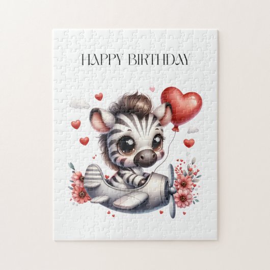 Zebra Pilot Geburtstag Puzzle (Vertikal)