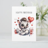 Zebra Pilot Geburtstag RSVP Karte (Stehend Vorderseite)