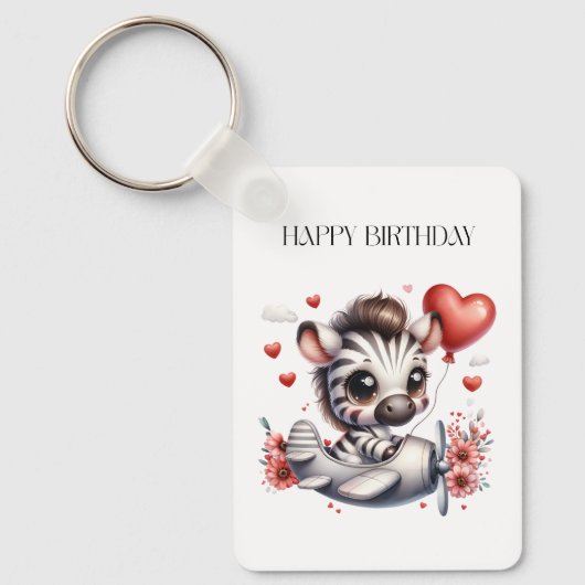 Zebra Pilot Geburtstag Schlüsselanhänger (Vorderseite)