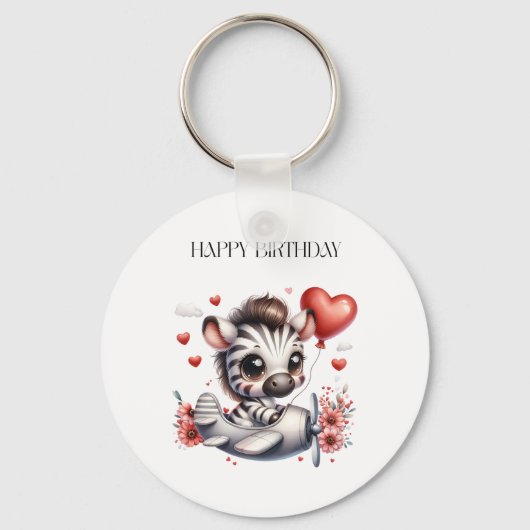 Zebra Pilot Geburtstag Schlüsselanhänger (Vorderseite)