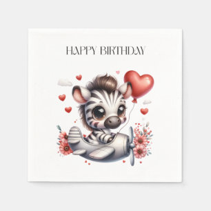 Zebra Pilot Geburtstag Serviette