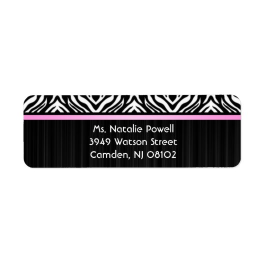 Zebra Pink Accent Return Label (Vorne)