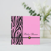 Zebra Pink Babydusche Einladung (Stehend Vorderseite)