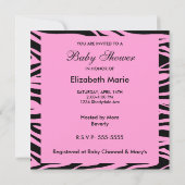 Zebra Pink Babydusche Einladung (Rückseite)