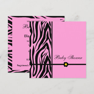 Zebra Pink Babydusche Einladung