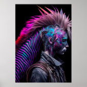 Zebra Pink Bird Mohawk - Weißer Regenbogen Poster (Vorne)