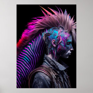 Zebra Pink Bird Mohawk - Weißer Regenbogen Poster