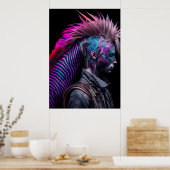 Zebra Pink Bird Mohawk - Weißer Regenbogen Poster (Küche)