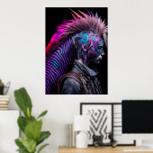 Zebra Pink Bird Mohawk - Weißer Regenbogen Poster (Heimbüro)