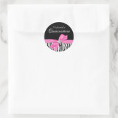 Zebra Pink Bow Diamond Quinceanera Runder Aufkleber (Tasche)