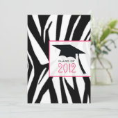 Zebra & Pink Class of 2012 Graduation Invitation Einladung (Stehend Vorderseite)
