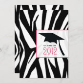 Zebra & Pink Class of 2012 Graduation Invitation Einladung (Vorne/Hinten)