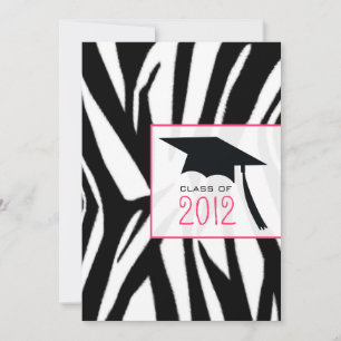 Zebra & Pink Class of 2012 Graduation Invitation Einladung