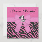 Zebra, Pink Cupcakes und Animal Print Glitzer Part Einladung (Vorderseite)