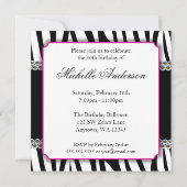 Zebra Pink Daisy Gems 40. Geburtstag Einladung (Rückseite)