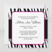 Zebra Pink Daisy Imitate Gems Abschluss Ankündigun Einladung (Rückseite)