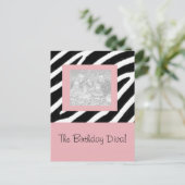 Zebra & Pink Fun Party Frame Card Postkarte (Stehend Vorderseite)
