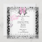 Zebra Pink Girl Babydusche Einladung (Rückseite)