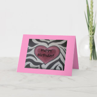 Zebra & Pink Happy Geburtstagskarte! Karte