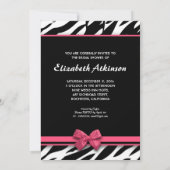 zebra pink Herz Brautdusche Einladungen (Rückseite)