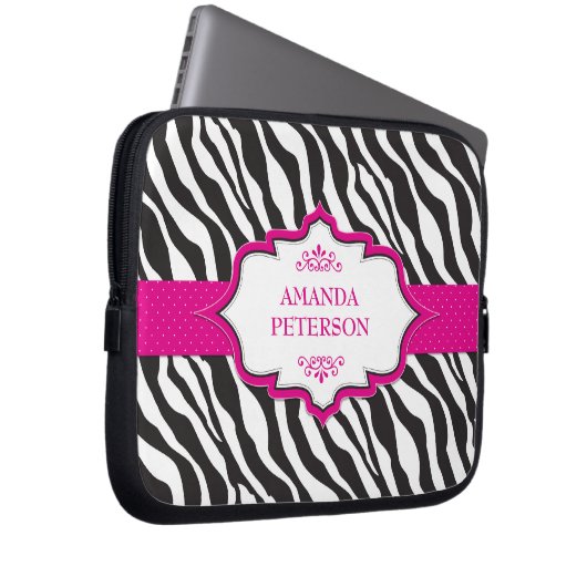 Zebra Pink Ribbon Electronics Bag Laptopschutzhülle (Vorne Rechts)