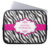 Zebra Pink Ribbon Electronics Bag Laptopschutzhülle (Vorderseite)