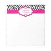 Zebra Pink Ribbon Notepad Notizblock (Vorderseite)