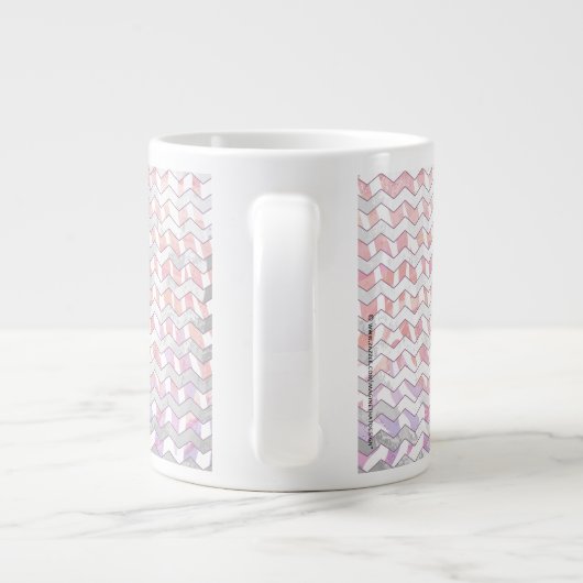 Zebra Pink und Weiß Zickzack Jumbo-Tasse (Rückseite)