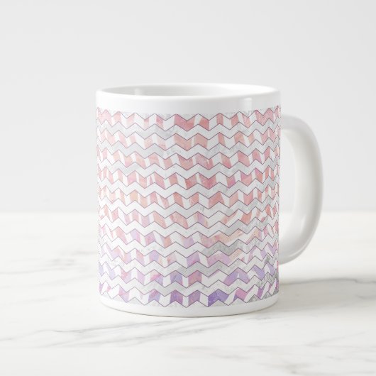 Zebra Pink und Weiß Zickzack Jumbo-Tasse (Vorderseite Rechts)