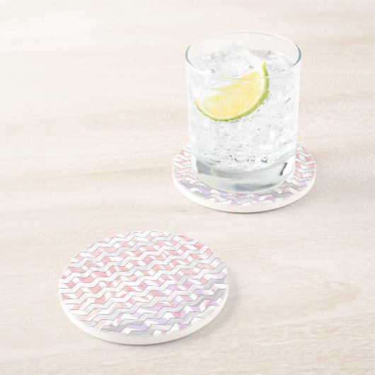 Zebra Pink und Weiß Zickzack Untersetzer (Seite)