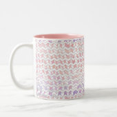 Zebra Pink und Weiß Zickzack Zweifarbige Tasse (Links)