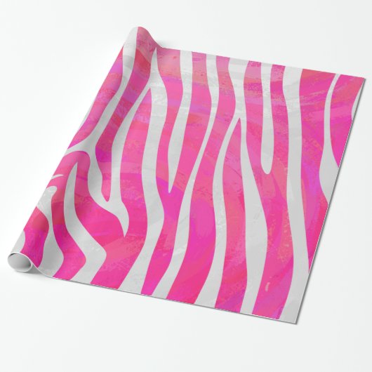 Zebra-Pink-und weißerdruck Geschenkpapier (Ungerollt)