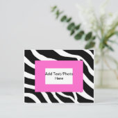 Zebra Pink White Template Postkarte (Stehend Vorderseite)