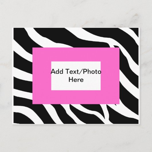Zebra Pink White Template Postkarte (Vorderseite)