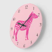 Zebra - pinkfarben und hellrosa große wanduhr (Winkel)