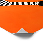 Zebra-Plakat, orangefarbener Hintergrund, modernes Poster (Ecke)