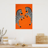 Zebra-Plakat, orangefarbener Hintergrund, modernes Poster (Küche)