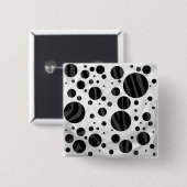 Zebra Polka Dot Black and Gray Print Button (Vorne & Hinten)