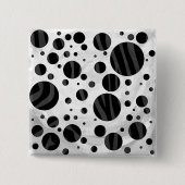 Zebra Polka Dot Black and Gray Print Button (Vorderseite)