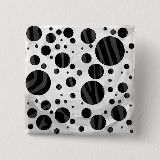 Zebra Polka Dot Black and Gray Print Button (Vorderseite)